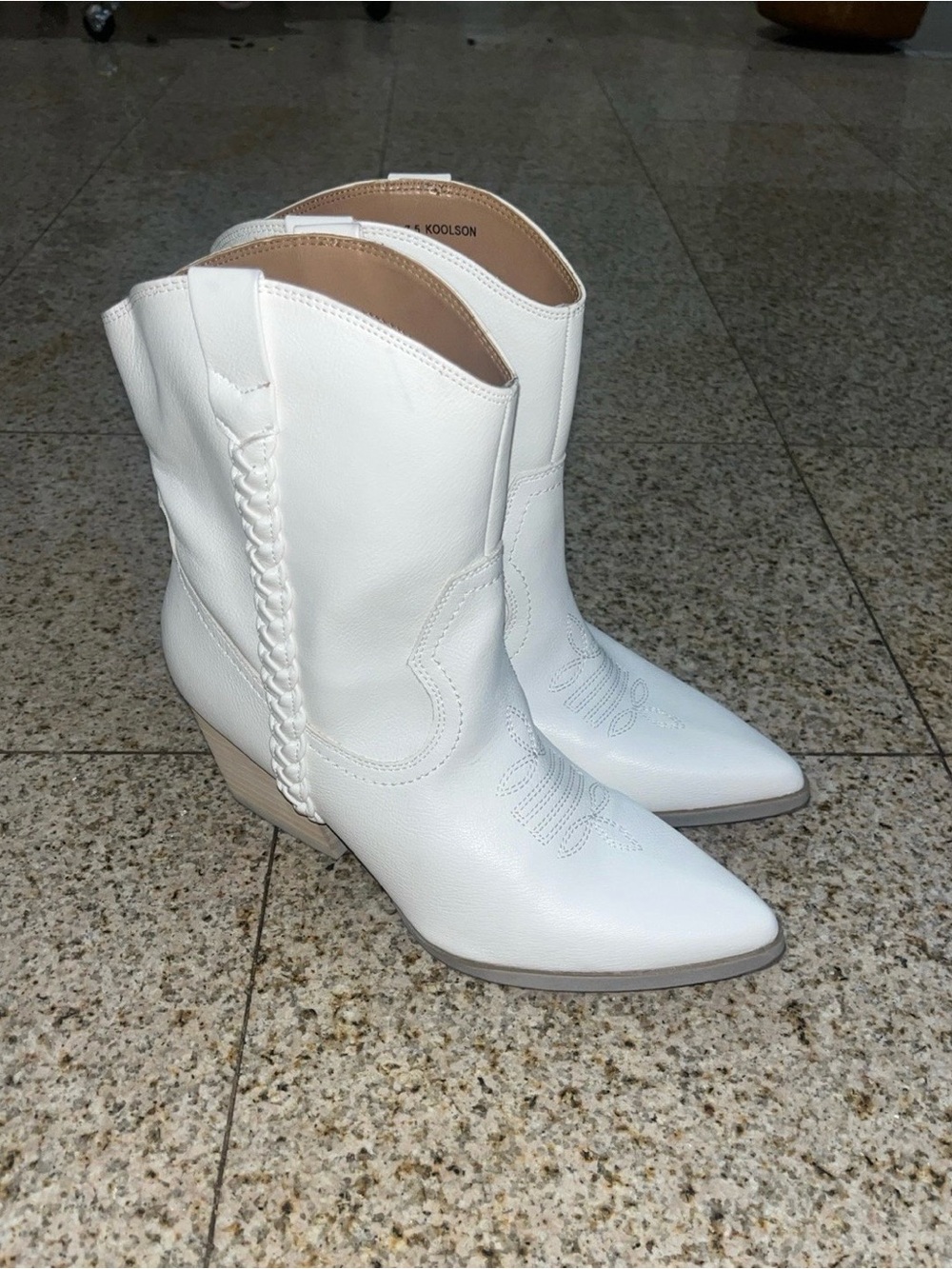 Dolce Vita White Braided Western Ankle Boots